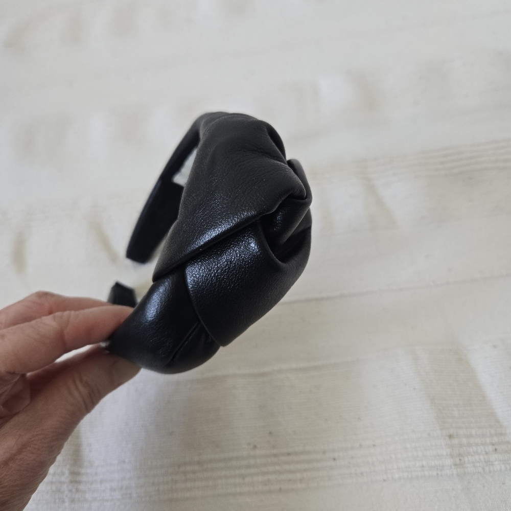 Eugenia Kim Maryn Tall Knot Black Leather Headband Retro Rare - Picture 4 of 16